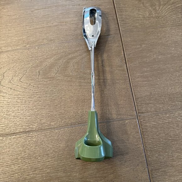 VTG Ergonomic Earth Grown Salad Tongs Fork Spoon One Piece Server Green MCM - Picture 5 of 7